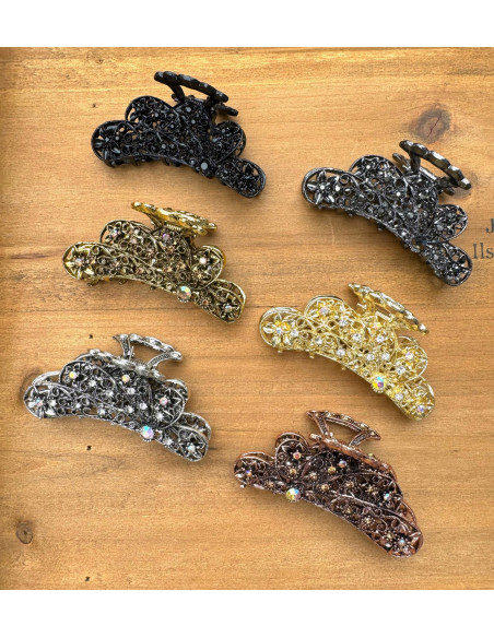 Klamra szczękowa AŻUROWA do włosów GRAFIT Lolita Accessories