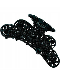 Klamra szczękowa AŻUROWA do włosów CZARNA Lolita...