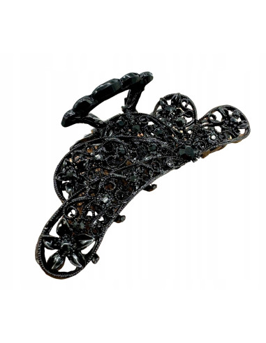 Klamra szczękowa AŻUROWA do włosów CZARNA...