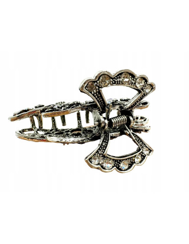 Klamra szczękowa AŻUROWA do włosów SREBRNA...