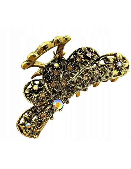 Klamra szczękowa AŻurowa do włosów Lolita Accessories złota z cyrkoniami