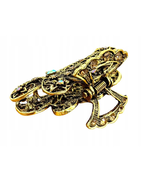 Klamra szczękowa AŻurowa do włosów Lolita Accessories złota z cyrkoniami