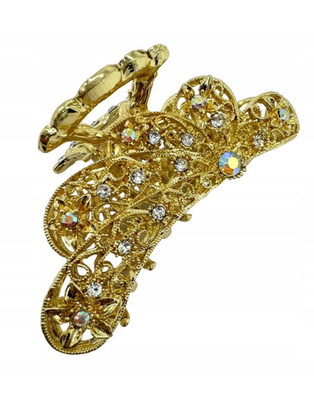 Klamra szczękowa AŻurowa do włosów Lolita Accessories złota z cyrkoniami