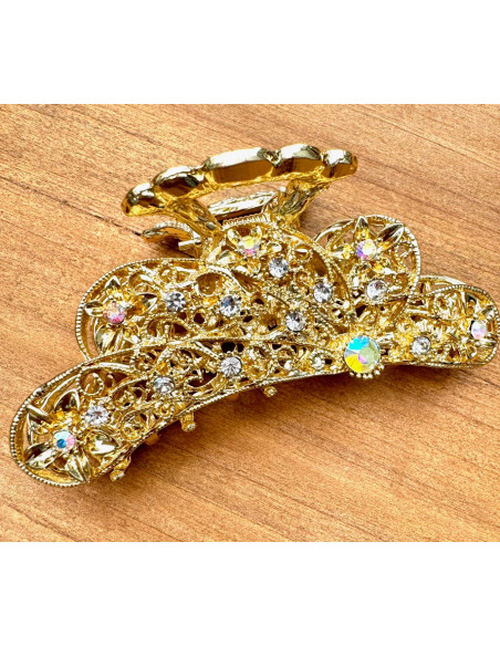 Klamra szczękowa AŻurowa do włosów Lolita Accessories złota z cyrkoniami