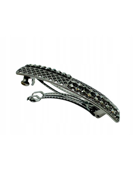 Klamra Francuska z kamieniami AŻUROWA GRAFITOWA Lolita Accessories