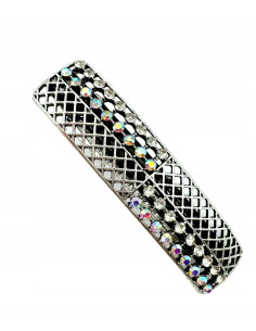 Klamra Francuska z kamieniami cyrkonie AŻUROWA SREBRNA...