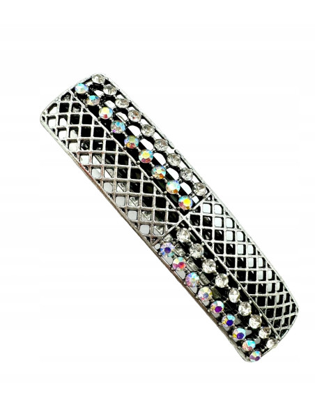 Klamra Francuska z kamieniami cyrkonie AŻUROWA SREBRNA Lolita Accessories