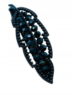 Klamra Francuska z kamieniami cyrkonie CZARNY LIŚĆ Lolita...