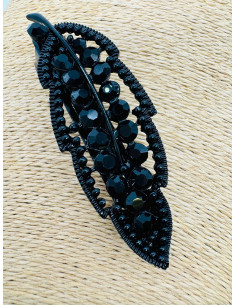 Klamra Francuska z kamieniami cyrkonie CZARNY LIŚĆ Lolita... 2