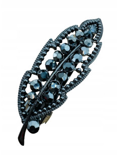 Klamra Francuska z kamieniami GRAFITOWY LIŚĆ Lolita...