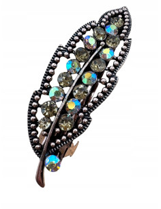 Klamra Francuska z kamieniami cyrkonie MIEDZIANY LISĆ... 2