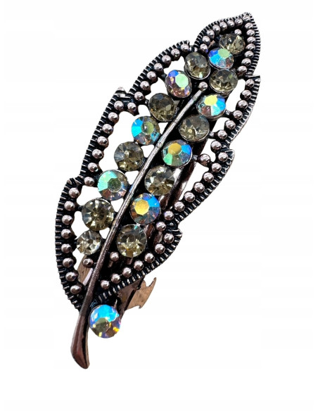 Klamra Francuska z kamieniami cyrkonie MIEDZIANY LISĆ Lolita Accessories