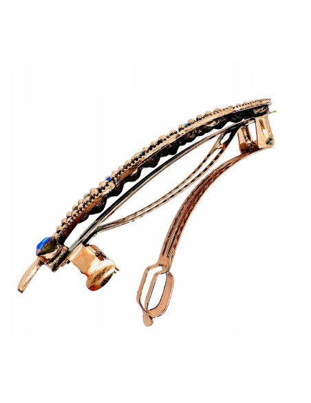 Klamra Francuska z kamieniami cyrkonie MIEDZIANY LISĆ Lolita Accessories