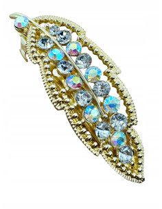 Klamra Francuska z kamieniami cyrkonie ZŁOTY LIŚĆ Lolita...