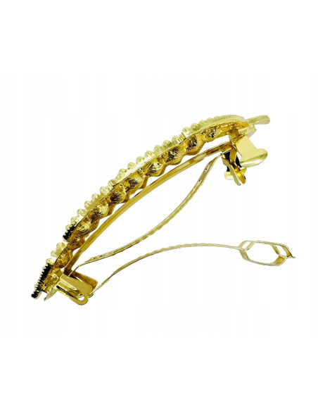 Klamra Francuska z kamieniami cyrkonie ZŁOTY LIŚĆ Lolita Accessories