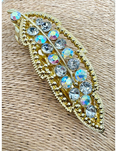 Klamra Francuska z kamieniami cyrkonie ZŁOTY LIŚĆ Lolita Accessories