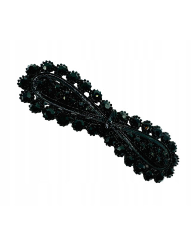 Klamra Francuska z kamieniami CZARNA KOKARDKA Lolita Accessories