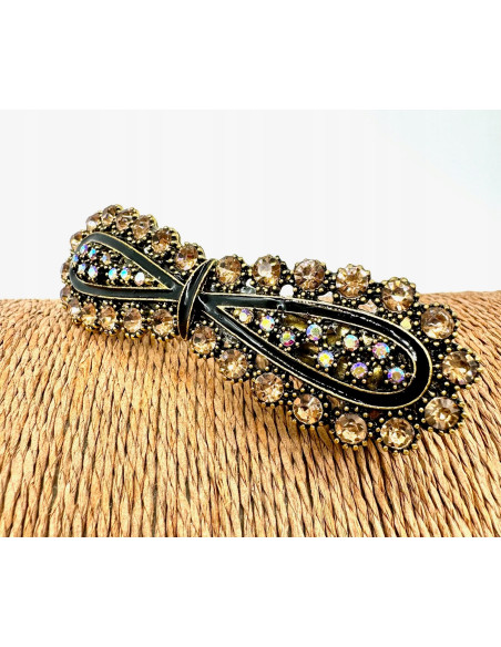 Klamra Francuska z kamieniami STARE ZŁOTO KOKARDKA Lolita Accessories