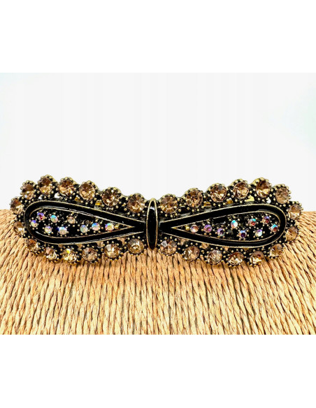 Klamra Francuska z kamieniami STARE ZŁOTO KOKARDKA Lolita Accessories