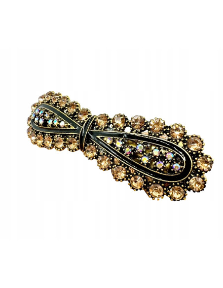 Klamra Francuska z kamieniami STARE ZŁOTO KOKARDKA Lolita Accessories