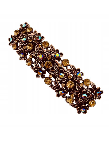 Klamra Francuska z kamieniami cyrkonie MIEDZIANE KWIATKI Lolita Accessories