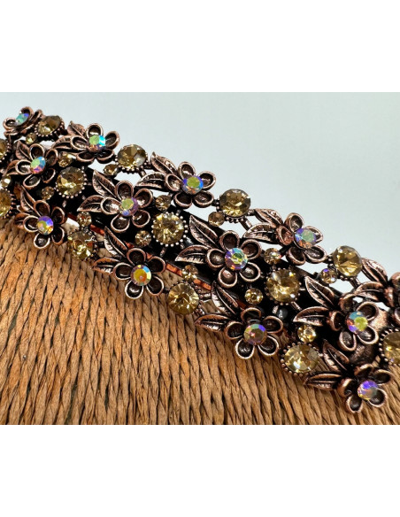 Klamra Francuska z kamieniami cyrkonie MIEDZIANE KWIATKI Lolita Accessories