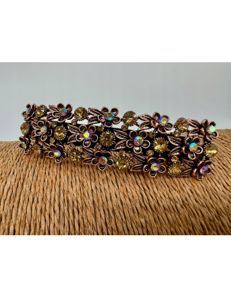 Klamra Francuska z kamieniami cyrkonie MIEDZIANE KWIATKI Lolita Accessories