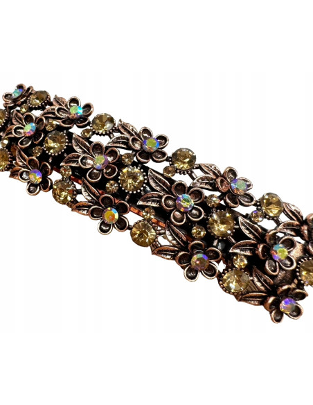 Klamra Francuska z kamieniami cyrkonie MIEDZIANE KWIATKI Lolita Accessories