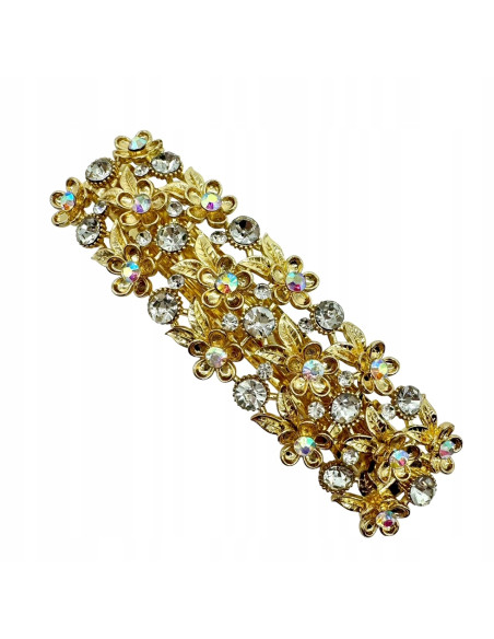 Klamra Francuska z kamieniami cyrkonie ZŁOTE KWIATKI Lolita Accessories