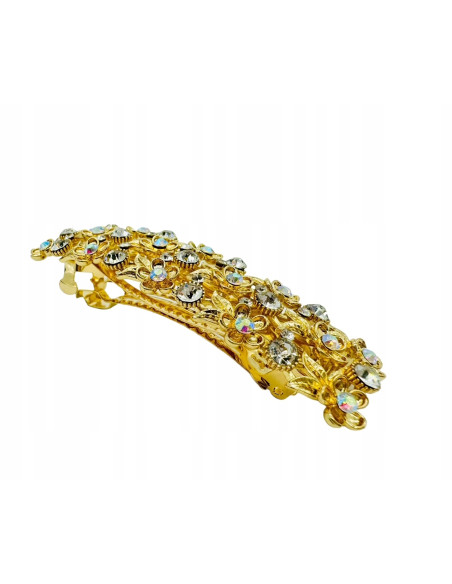 Klamra Francuska z kamieniami cyrkonie ZŁOTE KWIATKI Lolita Accessories