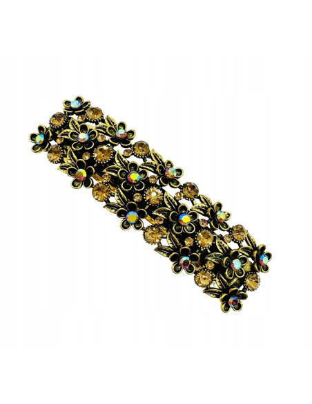 Klamra Francuska z kamieniami cyrkonie ZŁOTE KWIATKI Lolita Accessories