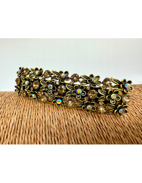 Klamra Francuska z kamieniami cyrkonie ZŁOTE KWIATKI Lolita Accessories