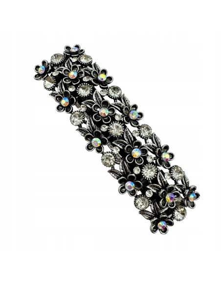Klamra Francuska z kamieniami cyrkonie SREBRNE KWIATKI Lolita Accessories