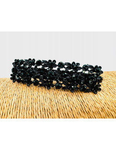 Klamra Francuska z kamieniami cyrkonie CZARNE KWIATKI... 2