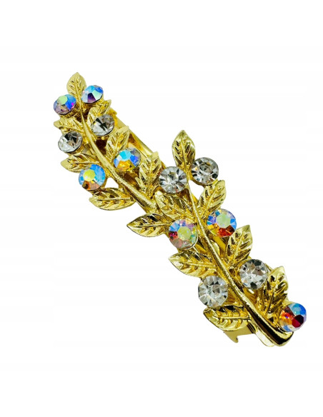 Klamra Francuska z kamieniami cyrkonie ZŁOTY LIŚĆ Lolita Accessories