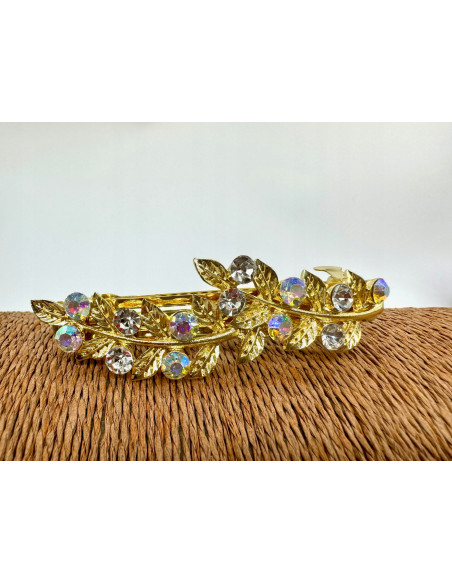 Klamra Francuska z kamieniami cyrkonie ZŁOTY LIŚĆ Lolita Accessories