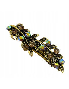 Klamra Francuska z kamieniami cyrkonie STARE ZŁOTO LIŚĆ...