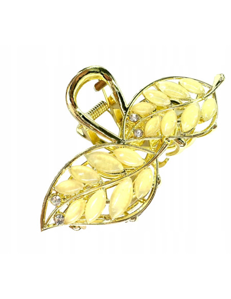 Klamra metalowa do włosów Lolita Accessories złote Listki z kamieniami