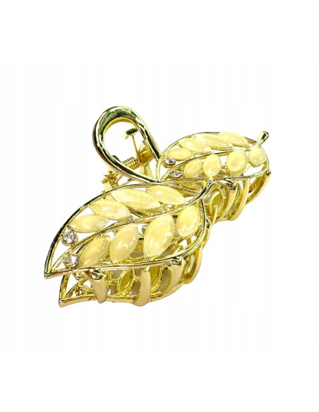 Klamra metalowa do włosów Lolita Accessories złote Listki z kamieniami