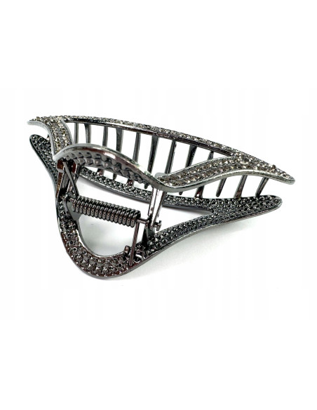 Metalowa Klamra do włosów Duży Lolita Accessories Grafitowa z Cyrkoniami