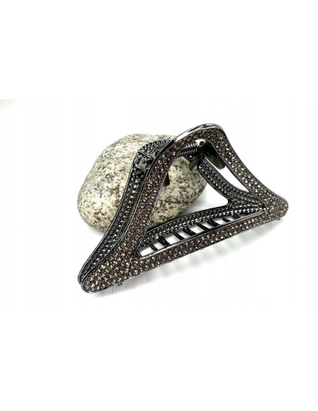 Metalowa Klamra do włosów Duży Lolita Accessories Grafitowa z Cyrkoniami