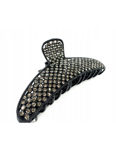 Metalowa Klamra do włosów Duży Lolita Accessories Grafitowa z Cyrkoniami