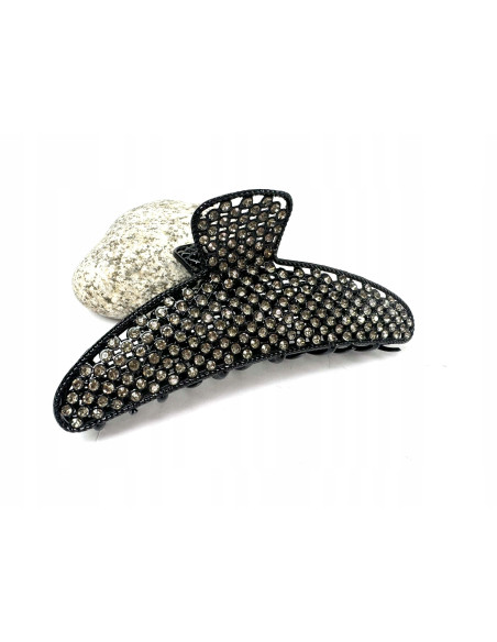 Metalowa Klamra do włosów Duży Lolita Accessories Grafitowa z Cyrkoniami