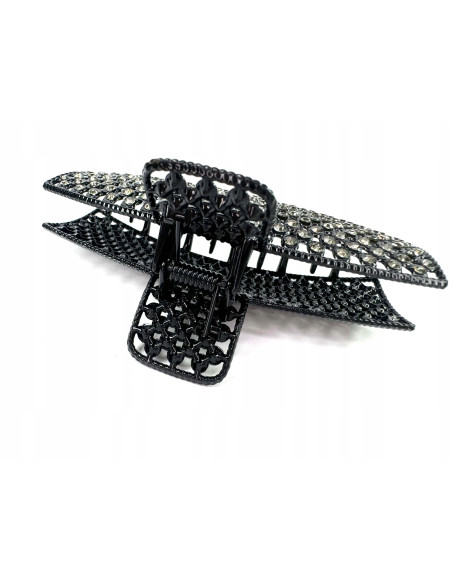 Metalowa Klamra do włosów Duży Lolita Accessories Grafitowa z Cyrkoniami