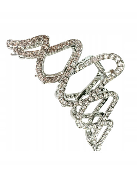 Metalowa Klamra do włosów Lolita Accessories srebrny Precel z kamieniami