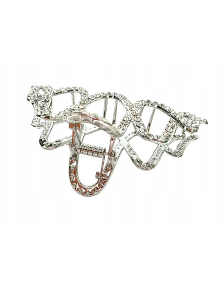 Metalowa Klamra do włosów Lolita Accessories srebrny Precel z kamieniami