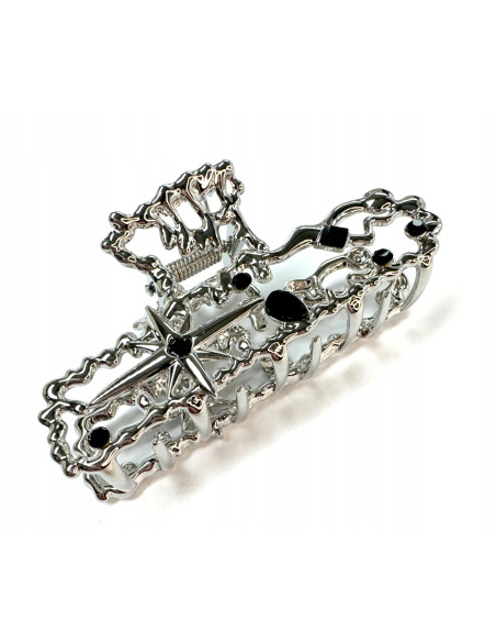 Metalowa Klamra do włosów Lolita Accessories srebrny z cyrkoniami