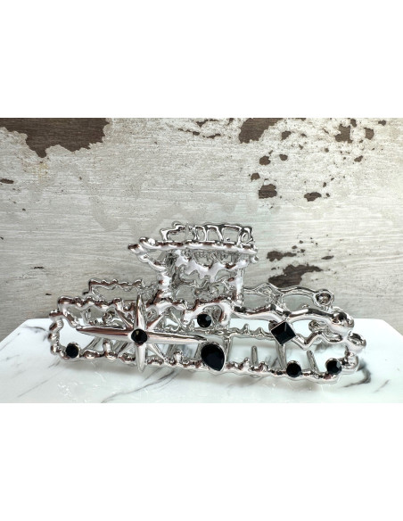 Metalowa Klamra do włosów Lolita Accessories srebrny z cyrkoniami