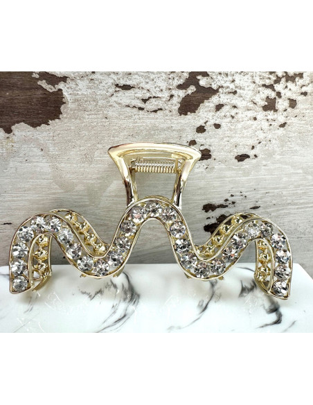 Klamra metalowa do włosów Lolita Accessories złota z cyrkoniami