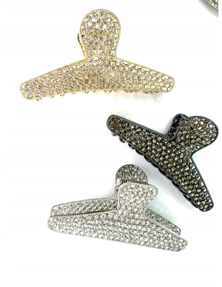 Metalowa Klamra do włosów Lolita Accessories srebrna z cyrkoniami